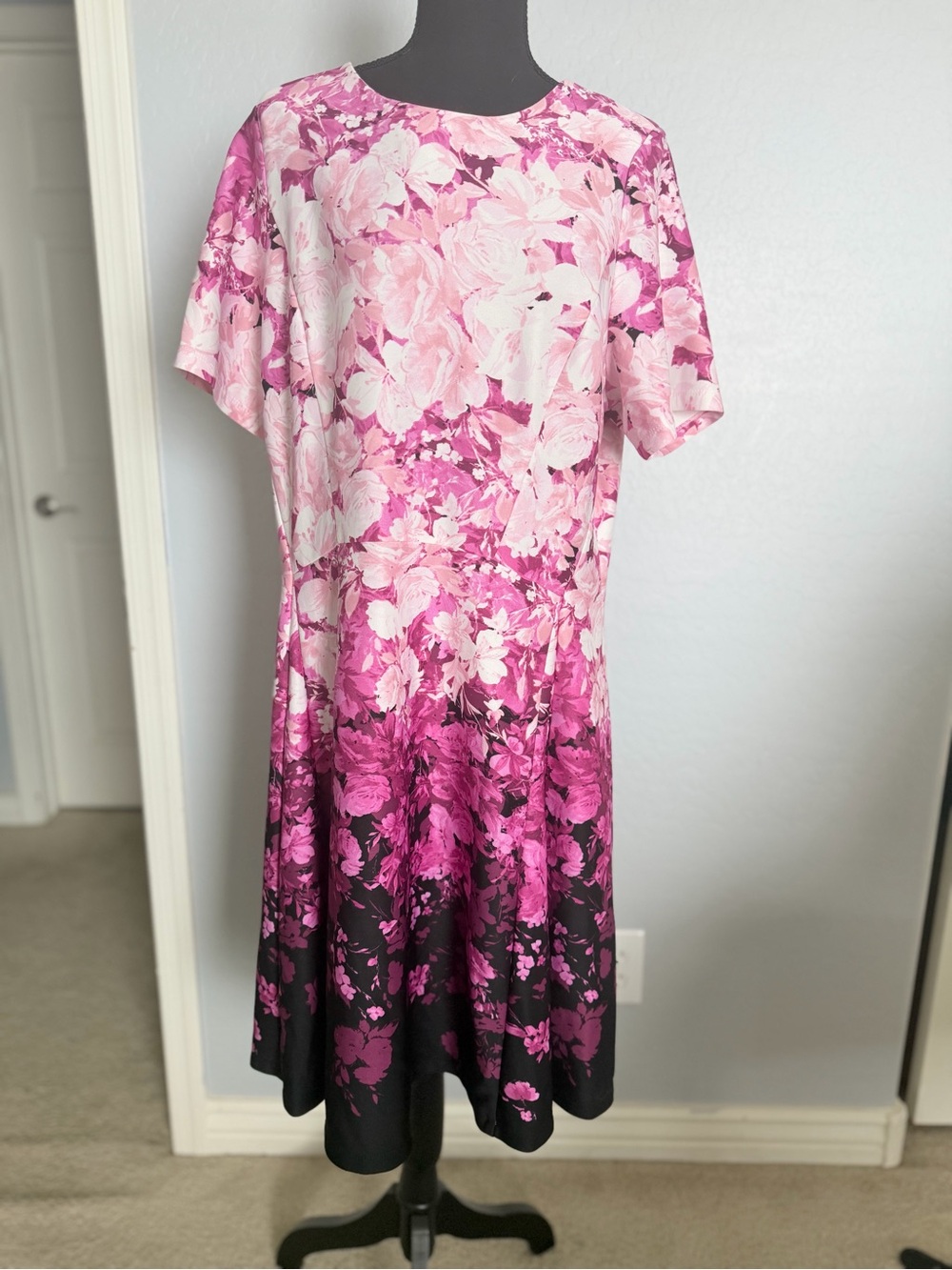 Floral Pink Ombre A-Line Dress